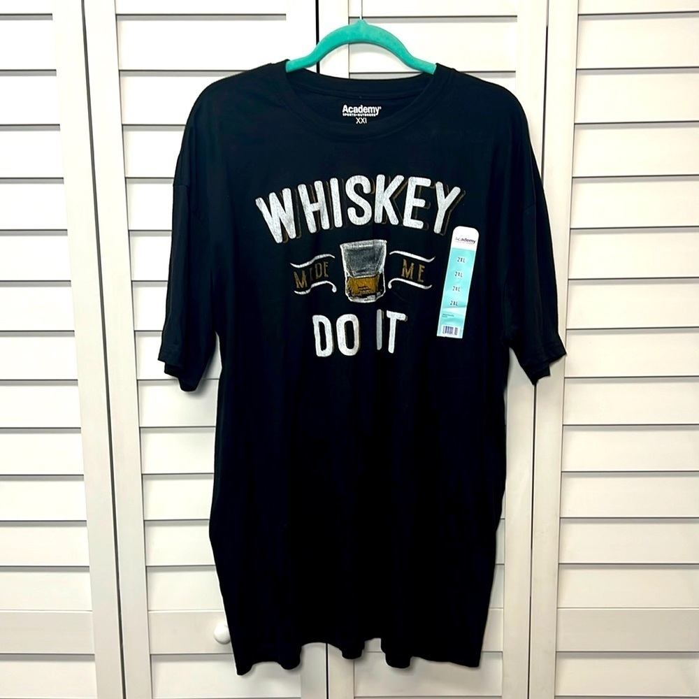 Academy “Whiskey Made Me Do It” Shirt Size 2XL Black NWT